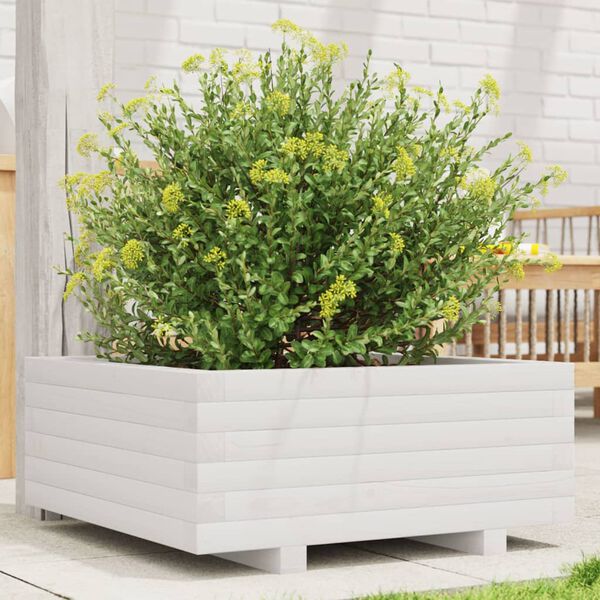 vidaXL plantekasse 60x60x26,5 cm massivt fyrretræ hvid