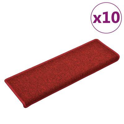 vidaXL trappemåtter 10 stk. 65x25 cm rød
