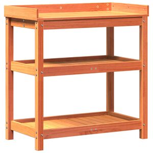 vidaXL plantebord med hylder 82,5x45x86,5 cm massivt fyrretr&aelig; brun