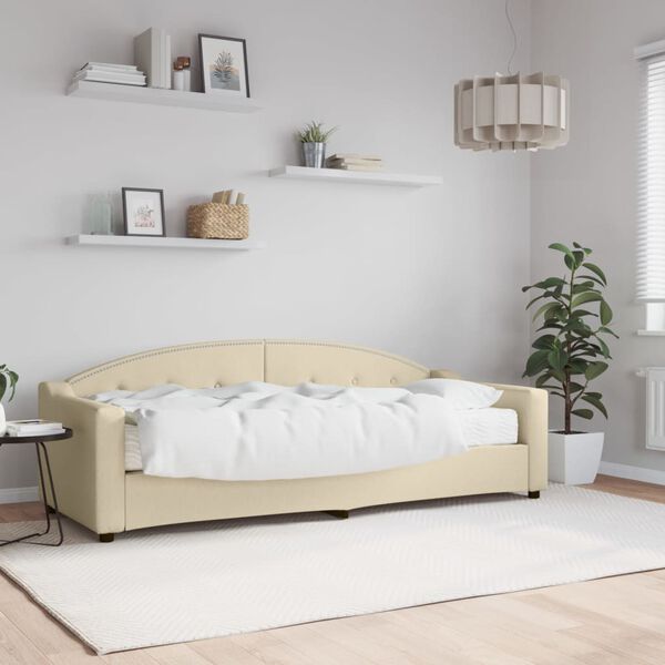 vidaXL daybed med madras 80x200 cm stof cremefarvet