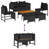 vidaXL Havesofa S&aelig;t med pude 6 pcs Sort polyrattan