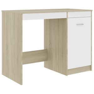 vidaXL skrivebord 100x50x76 cm konstrueret tr&aelig; hvid og sonoma-eg