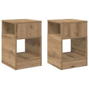 vidaXL Endebord 2 pcs Artisan Egetr&aelig; 30,5 x 30 x 45 cm Konstrueret tr&aelig;
