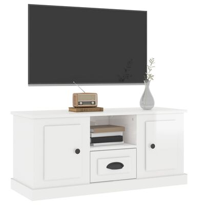 vidaXL tv-bord 100x35,5x45 cm konstrueret træ hvid højglans