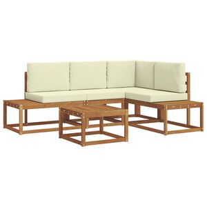 vidaXL Udend&oslash;rs sofagruppe med pude 5 Stk Naturlig og Fl&oslash;de