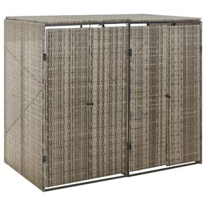 vidaXL dobbelt skraldespandsskjuler 140x80x117 cm polyrattan gr&aring;