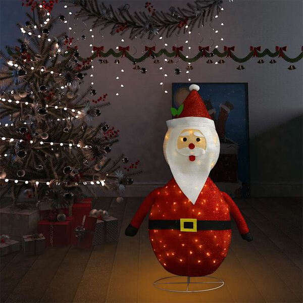 vidaXL dekorativ julemandsfigur m. LED-lys 120 cm luksuriøst stof