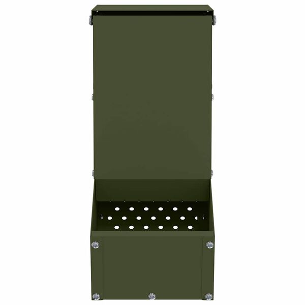 vidaXL Kaninfeeder Oliven gr&oslash;n 12,5 x 26 x 28,5 cm Koldvalset St&aring;l