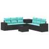 vidaXL Sofa S&aelig;t 8 stk. Sort og Bl&aring; Poly Rattan og St&aring;l