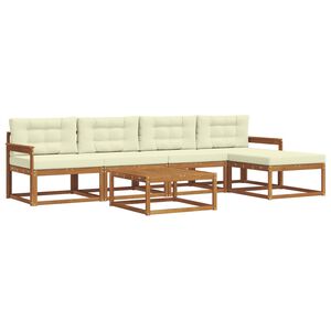 vidaXL Udend&oslash;rs sofagruppe med pude 6 pcs Naturlig og Fl&oslash;de