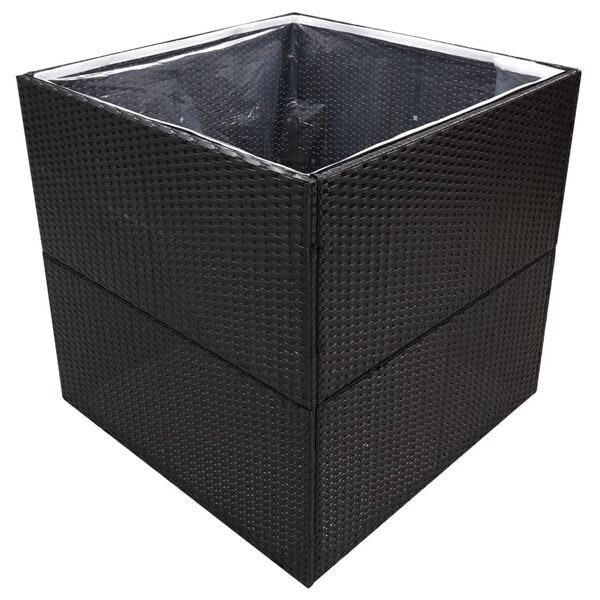 vidaXL plantekasse 80x80x80 cm polyrattan sort
