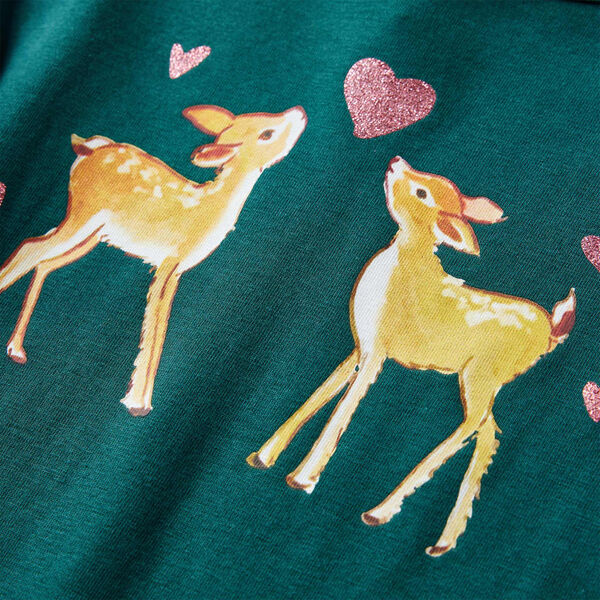 Lang&aelig;rmet T-shirt til b&oslash;rn str. 140 m&oslash;rkegr&oslash;n