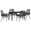 vidaXL Have Spisebordss&aelig;t 5 stk. Sort polyrattan