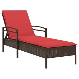 vidaXL liggestol med hynde brun 63x200x81 cm polyrattan (kun USA)