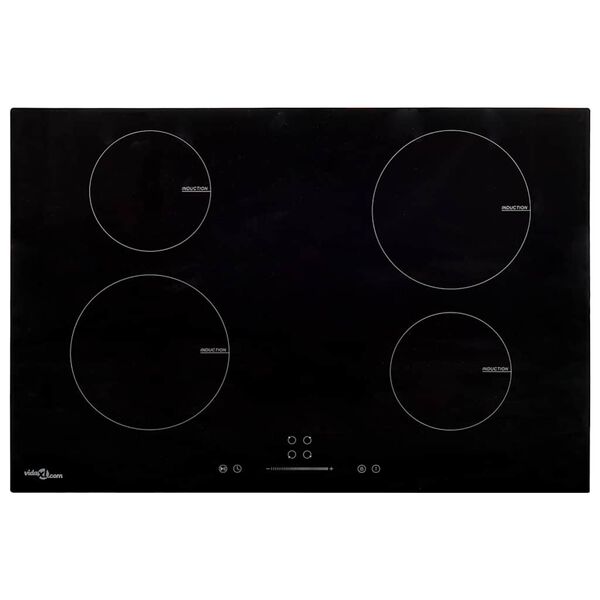 vidaXL induktionskogeplade med 4 zoner Touch Control 7000 W 77 cm glas