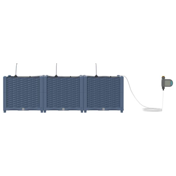 vidaXL Have Blomsterkrukke 3 pcs Gr&aring; 120 x 40 x 37,5 cm Plastik