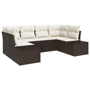 vidaXL Havesofa S&aelig;t 6 stk. 6-Antal s&aelig;der Brun og Creme Poly rattan