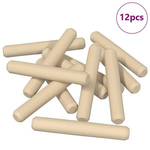 vidaXL Tr&aelig;dowels 12 pcs Brun &Oslash;8 x 50 mm Massivt tr&aelig;