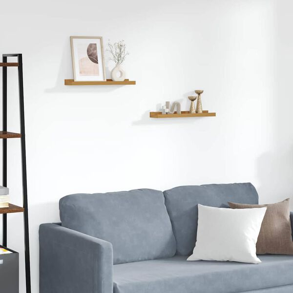 vidaXL V&aelig;ghylde med hylde 2 pcs Beige 40 x 9 x 3 cm Konstrueret tr&aelig;