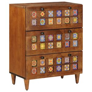 vidaXL Sideboard Valn&oslash;d 60 x 33,5 x 75 cm Massivt mangotr&aelig;