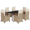 vidaXL spisebordss&aelig;t til haven 7 dele med hynder polyrattan beige