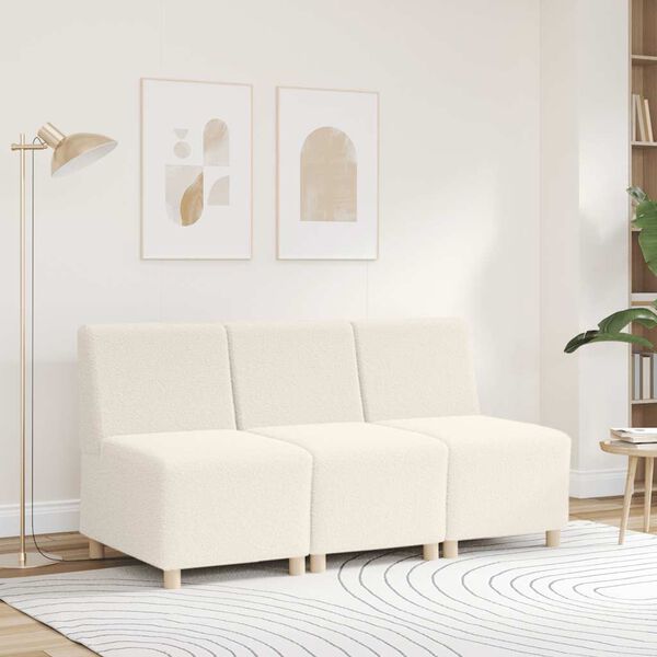 vidaXL modulær sofa uden armlæn cremefarvet 55 cm krøllet uldlignende stof
