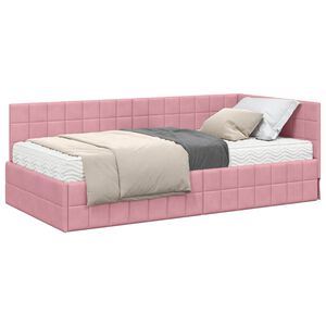vidaXL Hj&oslash;rnesengramme med Madras 2 stk. Lyser&oslash;d 90 x 190 cm Fl&oslash;jl