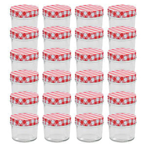 vidaXL syltet&oslash;jsglas 24 stk. med hvide og r&oslash;de l&aring;g 110 ml