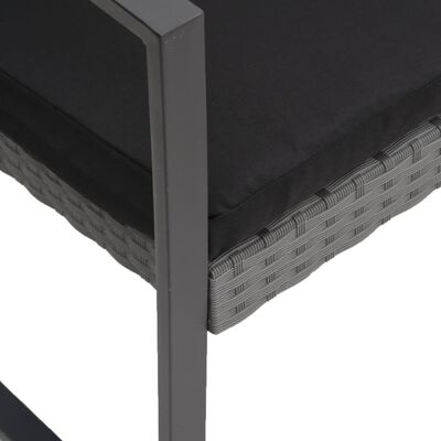 vidaXL spisebordssæt til haven 3 dele med hynder polyrattan mørkegrå