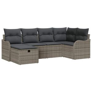 vidaXL Havesofa S&aelig;t med pude med opbevaring 6 pcs Gr&aring; Poly rattan