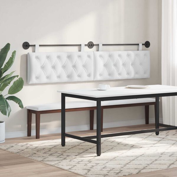 vidaXL H&aelig;ngende Hovedgavl V&aelig;gmonteret Hvid 210 x 55 x 7 cm Stof