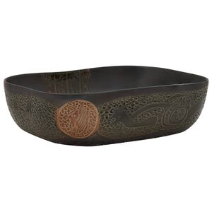 vidaXL h&aring;ndvask til bord 48x37,5x13,5 cm rektangul&aelig;r keramik sort