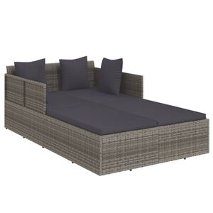 vidaXL solseng med hynder 182x118x63 cm polyrattan gr&aring;