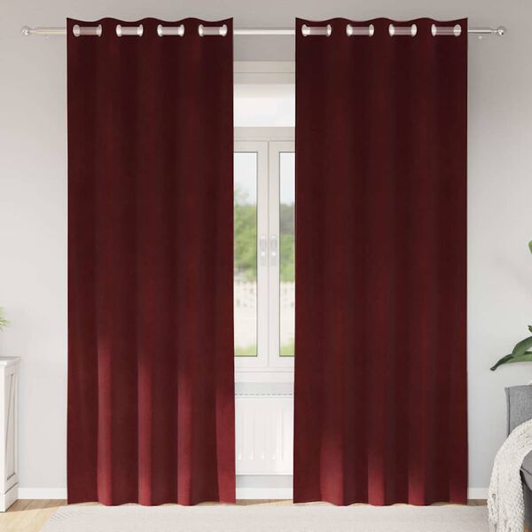 vidaXL Mørklægningsgardiner 2 pcs Vinrød 140 x 245 cm Fløjl