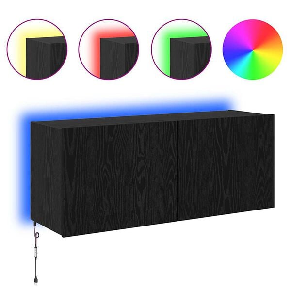 vidaXL TV v&aelig;gskab V&aelig;gmonteret Sort eg 100 x 35 x 41 cm Konstrueret tr&aelig;