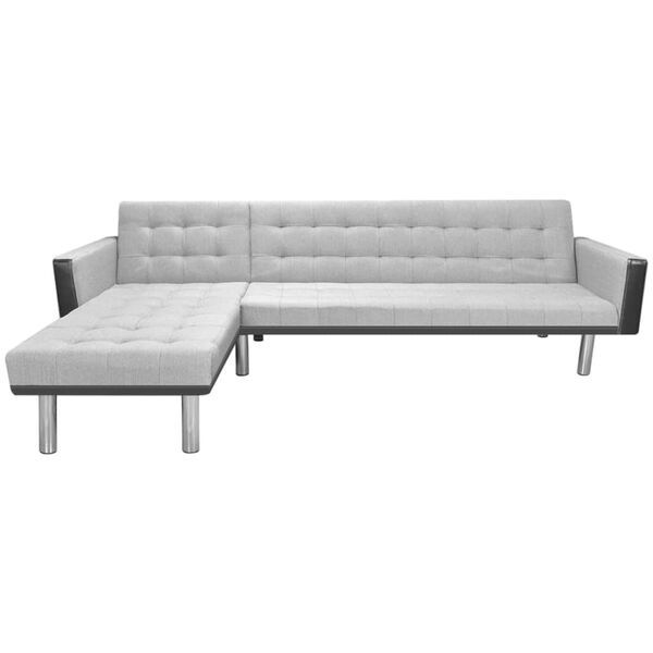 vidaXL hj&oslash;rnesovesofa 218x155x69 cm stof sort og gr&aring;
