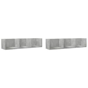vidaXL v&aelig;gskabe 2 stk. 75x18x16,5 cm konstrueret tr&aelig; betongr&aring;