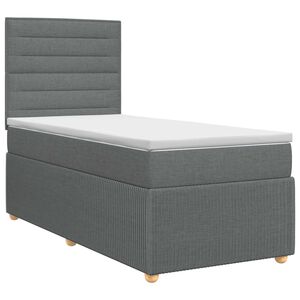 vidaXL Boxmadras med topmadras M&oslash;rkegr&aring; 80 x 200 cm Stof
