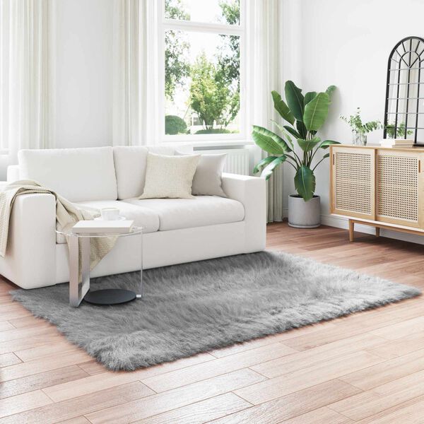 vidaXL Kunstpels F&aring;rskind T&aelig;ppe Tafalla Gr&aring; 140 x 200 cm Polyester