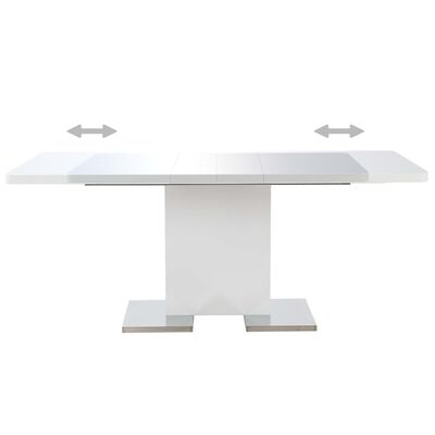 vidaXL udvideligt spisebord 180x90x76 cm MDF hvid højglans