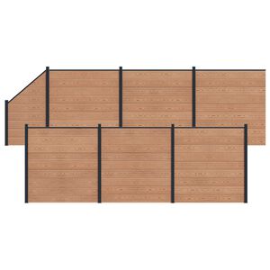 vidaXL Hegnspanel 7 pcs WPC og Aluminium Brun