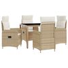 vidaXL Udend&oslash;rs spise s&aelig;t 5 stk. Beige og cremehvid polyrattan