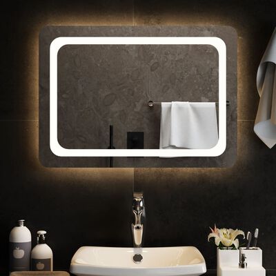 vidaXL badeværelsesspejl med LED-lys 70x50 cm