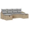 vidaXL Havesofa Sæt med pude 6 pcs Beige Poly rattan