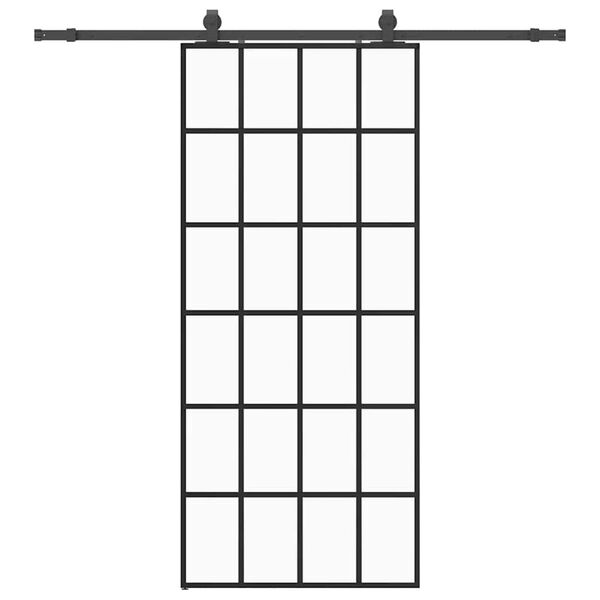 vidaXL skyded&oslash;r med hardwares&aelig;t 90x205 cm ESG glas sort