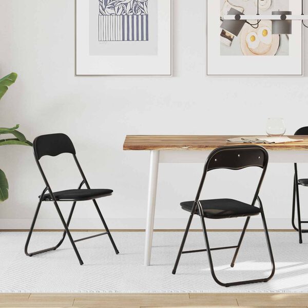 vidaXL Sammenklappelig stol 2 pcs Sort 48 x 44 x 78 cm Fl&oslash;jl