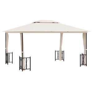 vidaXL pavillon med sidev&aelig;gge og dobbelttag 3x4 m cremefarvet