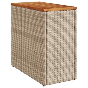 vidaXL havebord med tr&aelig;top 58x27,5x55 cm polyrattan beige