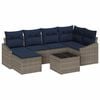 vidaXL Sofa S&aelig;t med pude 7 pcs Gr&aring; og Marinebl&aring; polyrattan