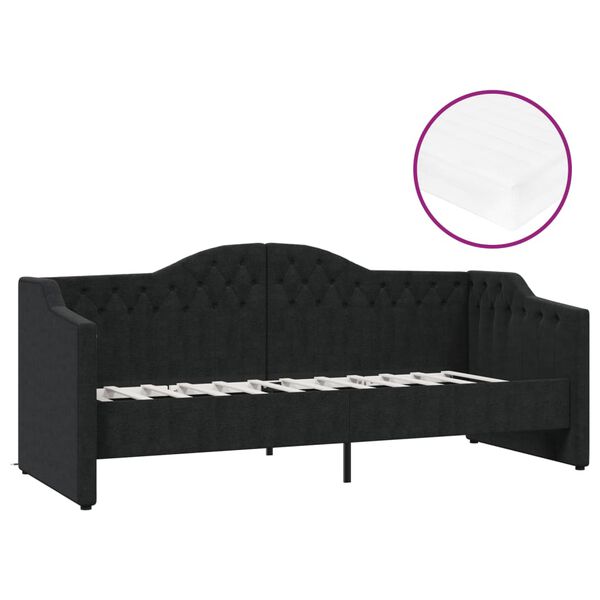 vidaXL daybed med madras og USB 90x200 cm stof sort